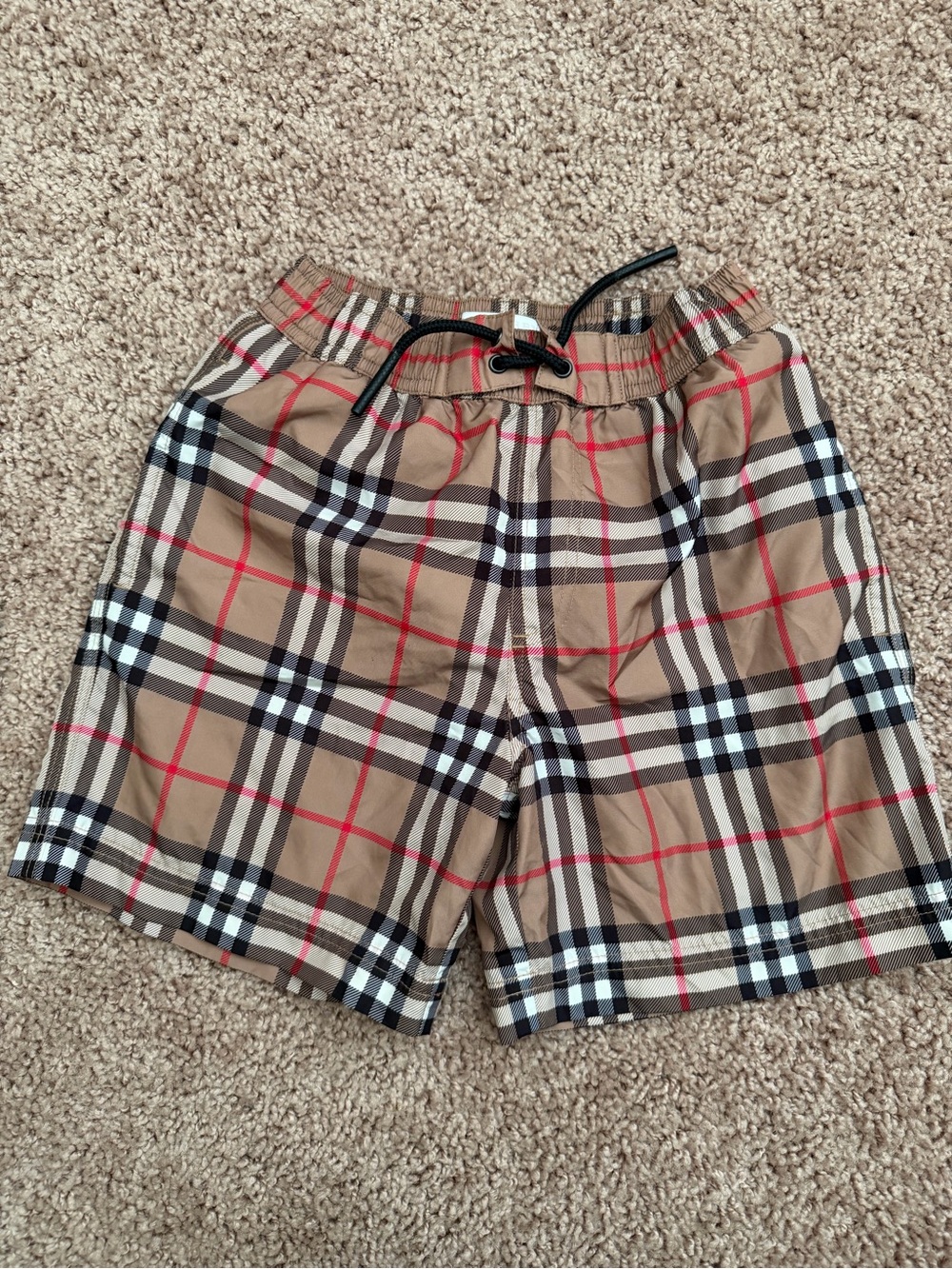 Burberry Tan Plaid Kids Swim Shorts